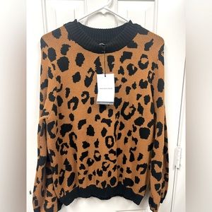 NWT Who What Wear Leopard Sweater Size L